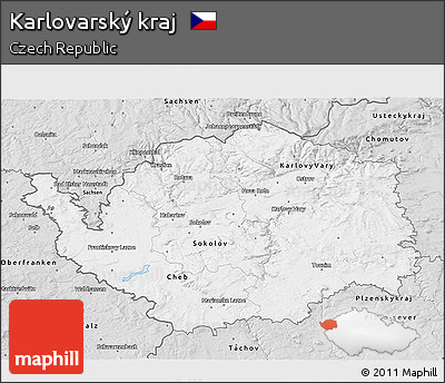 Silver Style 3D Map of Karlovarský Kraj