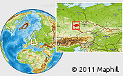 Physical Location Map of Karlovarský kraj, within the entire country
