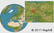 Satellite Location Map of Karlovarský kraj, within the entire country