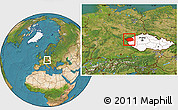 Satellite Location Map of Karlovarský kraj, highlighted country
