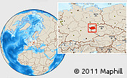 Shaded Relief Location Map of Karlovarský kraj