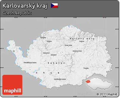 Gray Map of Karlovarský Kraj, single color outside