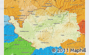 Physical Map of Karlovarský kraj, political outside