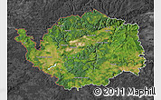 Satellite Map of Karlovarský kraj, darken, desaturated