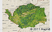 Satellite Map of Karlovarský kraj, shaded relief outside