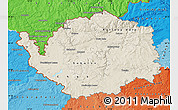 Shaded Relief Map of Karlovarský kraj, political shades outside