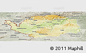 Physical Panoramic Map of Karlovarský kraj, semi-desaturated