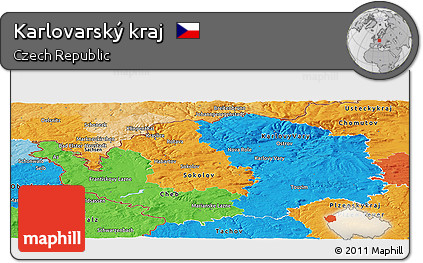 Political Panoramic Map of Karlovarský Kraj