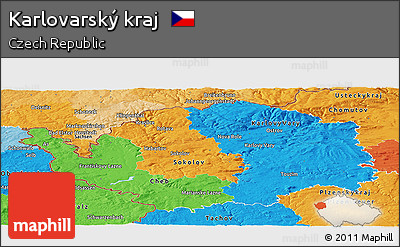 Political Panoramic Map of Karlovarský Kraj