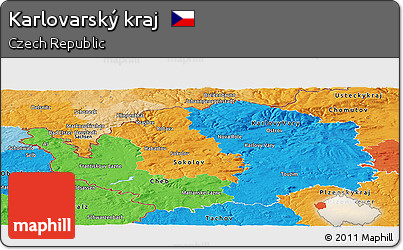 Political Panoramic Map of Karlovarský Kraj