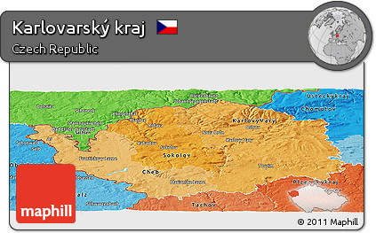 Political Shades Panoramic Map of Karlovarský Kraj