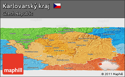 Political Shades Panoramic Map of Karlovarský Kraj