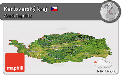 Satellite Panoramic Map of Karlovarský Kraj, cropped outside
