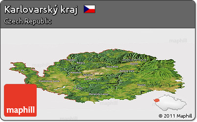 Satellite Panoramic Map of Karlovarský Kraj, cropped outside