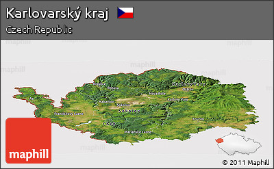Satellite Panoramic Map of Karlovarský Kraj, cropped outside