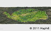 Satellite Panoramic Map of Karlovarský kraj, darken, semi-desaturated