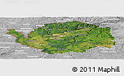 Satellite Panoramic Map of Karlovarský kraj, lighten, desaturated