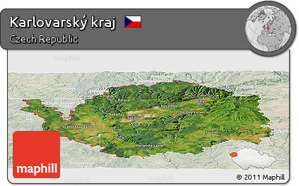 Satellite Panoramic Map of Karlovarský Kraj, lighten
