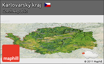 Satellite Panoramic Map of Karlovarský Kraj, lighten