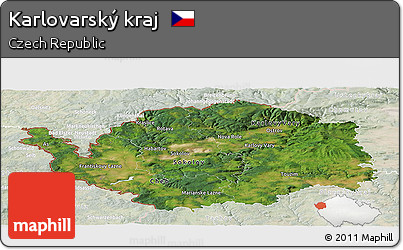 Satellite Panoramic Map of Karlovarský Kraj, lighten