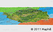 Satellite Panoramic Map of Karlovarský kraj, political shades outside