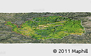 Satellite Panoramic Map of Karlovarský kraj, semi-desaturated