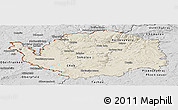 Shaded Relief Panoramic Map of Karlovarský kraj, desaturated