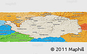 Shaded Relief Panoramic Map of Karlovarský kraj, political outside