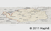 Shaded Relief Panoramic Map of Karlovarský kraj, semi-desaturated