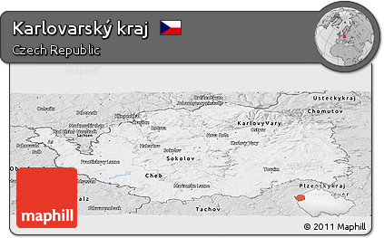 Silver Style Panoramic Map of Karlovarský Kraj