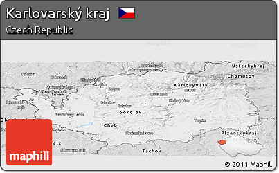 Silver Style Panoramic Map of Karlovarský Kraj