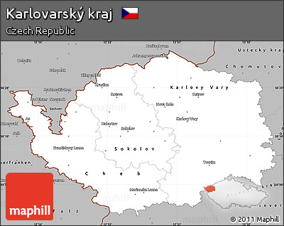 Gray Simple Map of Karlovarský Kraj