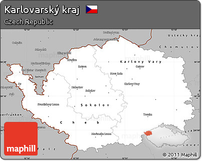 Gray Simple Map of Karlovarský Kraj