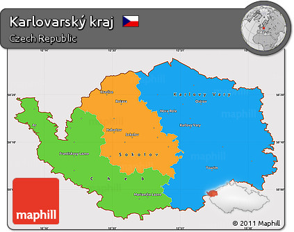 Political Simple Map of Karlovarský Kraj, cropped outside