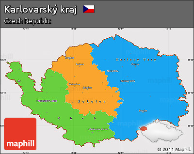 Political Simple Map of Karlovarský Kraj, cropped outside