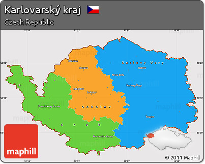 Political Simple Map of Karlovarský Kraj, cropped outside