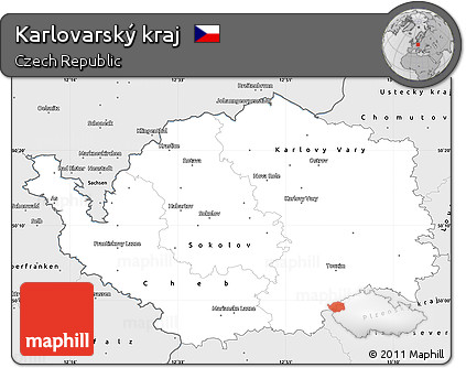 Silver Style Simple Map of Karlovarský Kraj