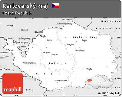 Silver Style Simple Map of Karlovarský Kraj