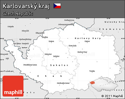 Silver Style Simple Map of Karlovarský Kraj