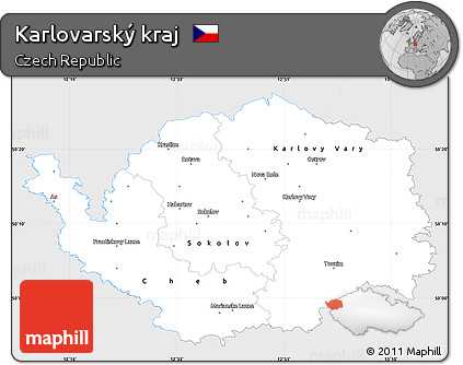 Silver Style Simple Map of Karlovarský Kraj, single color outside