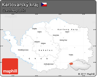 Silver Style Simple Map of Karlovarský Kraj, single color outside