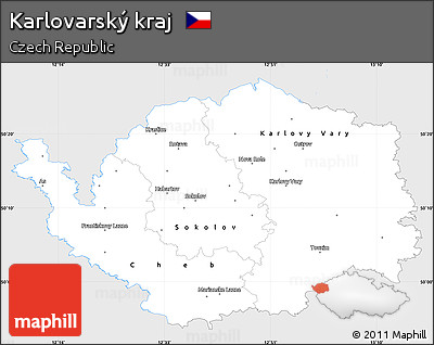 Silver Style Simple Map of Karlovarský Kraj, single color outside