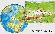 Physical Location Map of Královéhradecký kraj, highlighted country, within the entire country