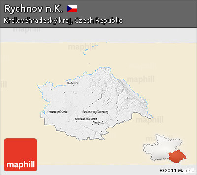 Classic Style 3D Map of Rychnov N.K., single color outside