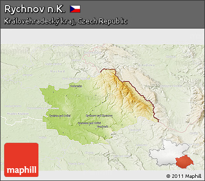 Physical 3D Map of Rychnov N.K., lighten