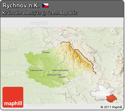 Physical 3D Map of Rychnov N.K., lighten