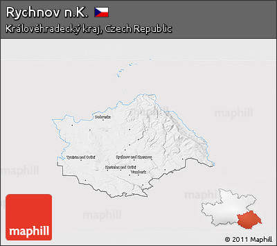 Silver Style 3D Map of Rychnov N.K., single color outside