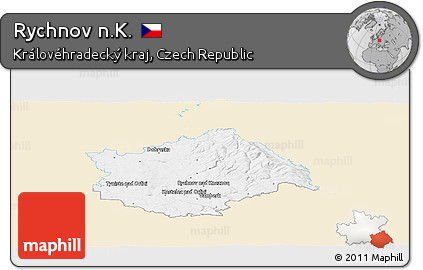 Classic Style Panoramic Map of Rychnov N.K., single color outside