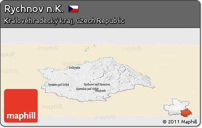 Classic Style Panoramic Map of Rychnov N.K., single color outside