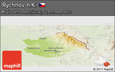 Physical Panoramic Map of Rychnov N.K., lighten